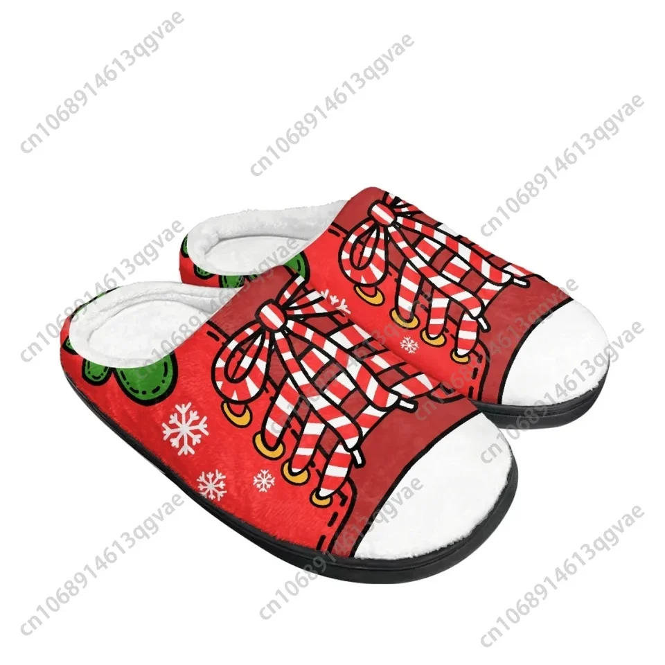 Christmas Red Sneaker Style House Slippers with Snowflake Pattern and Plush Lining