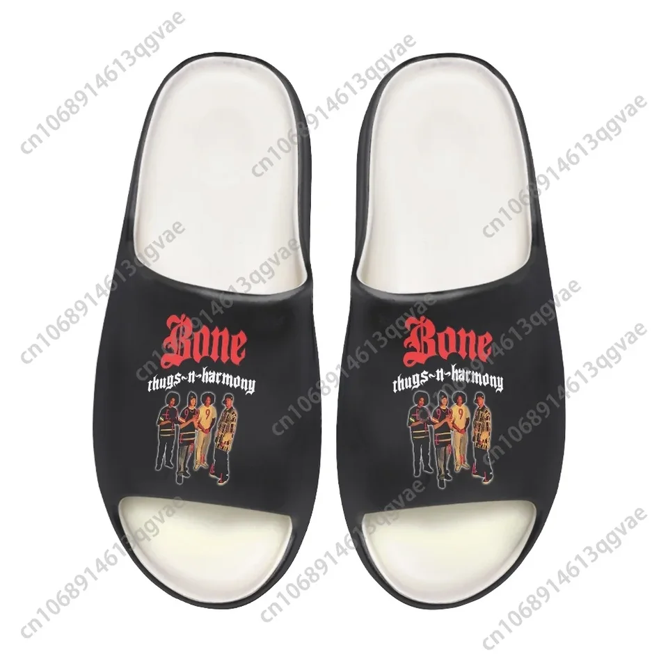 Bone Thugs-n-Harmony Graphic Slide Sandals - Black/White Unisex Hip Hop Slippers
