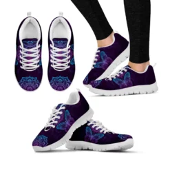 Women's Purple Mandala Butterfly Print Lightweight Sneakers - Breathable Running & Walking Shoes