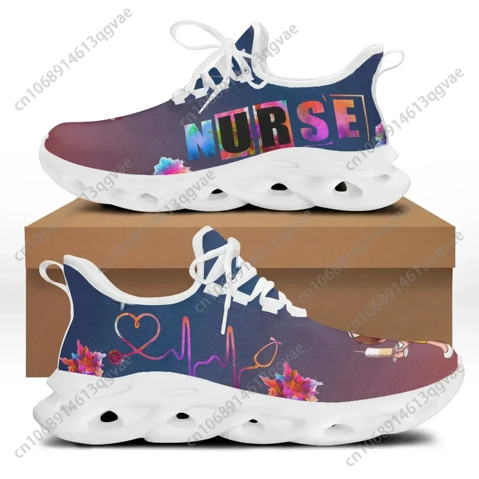 Nurse Theme Colorful Print Breathable Running Shoes - Lightweight Athletic Sneakers for Medical Professionals