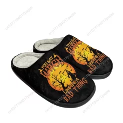 Witch Halloween Theme Plush Indoor Slippers - Spooky House Shoes
