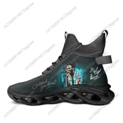Childish Gambino Donald Glover Fan Art Graphic High Top Sneakers - Black