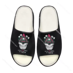 From Ashes to New Skull & Floral Band Merchandise Slides - Black and White