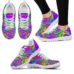 Vibrant Psychedelic Swirl Print Lightweight Sneakers - Unisex Colorful Running Shoes