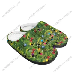 Festive Christmas Tree Pattern Plush Slippers - Cozy Holiday House Shoes
