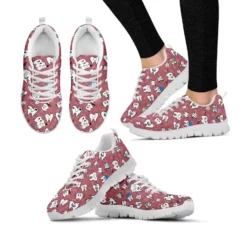 Cute Cartoon Teeth Pattern Lightweight Sneakers - Dentist & Dental Hygienist Walking Shoes - Pink