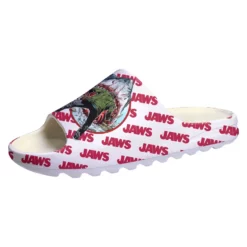 JAWS Movie Shark Attack All-Over Print Slides - Men's and Women's White Comfort Sandals