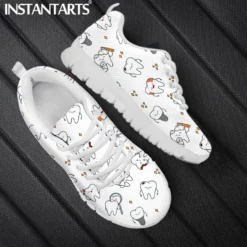 Instantarts Lightweight Walking Sneakers with Cartoon Tooth Print - Dental Theme Shoes for Men & Women