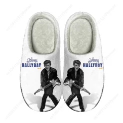 Johnny Hallyday Tribute Plush Indoor Slippers - Iconic Rock 'n' Roll French Singer House Shoes