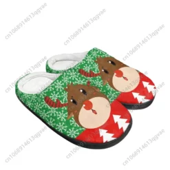 Christmas Reindeer Fleece Lined Slippers - Festive Holiday House Shoes