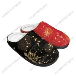Winter Snowflake Plush Lined House Slippers - Festive Slip-On Indoor Shoes