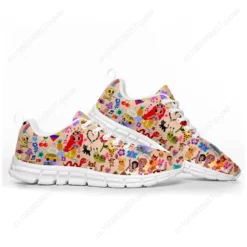 Women's Lightweight Cartoon Doodle Print Running Sneakers - Colorful Casual Walking Shoes
