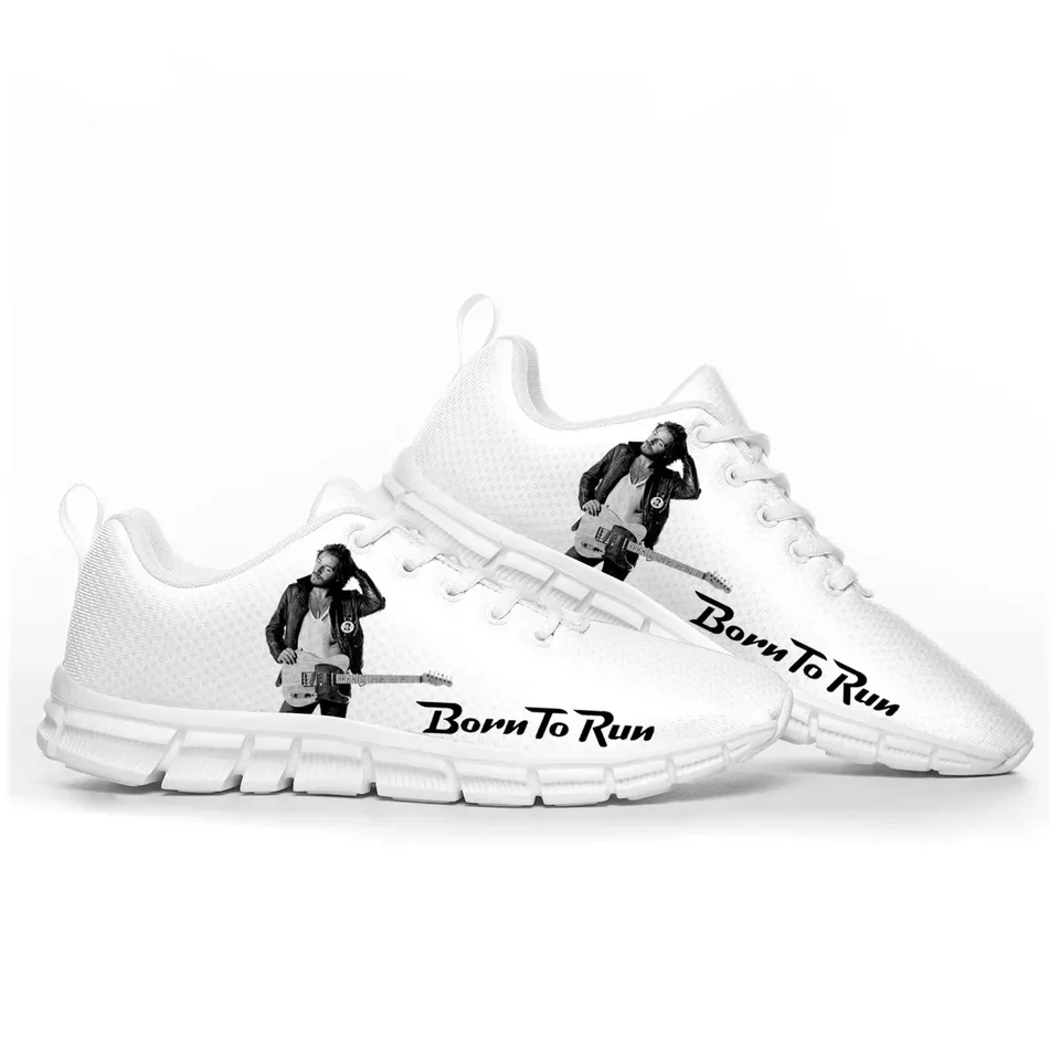 Bruce Springsteen Born To Run White Mesh Sneakers - Rock Legend Graphic Walking Shoes