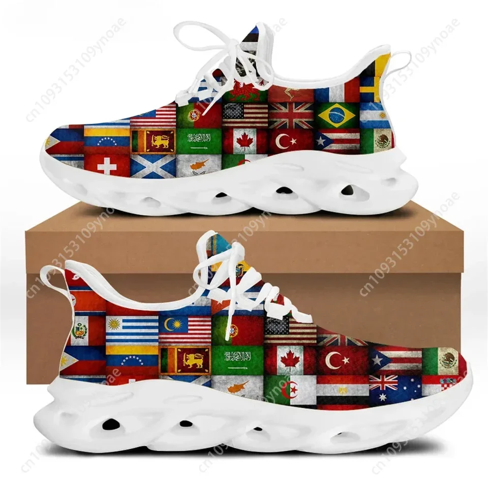 Unisex Lightweight World Flag Print Running Shoes - International Sneakers