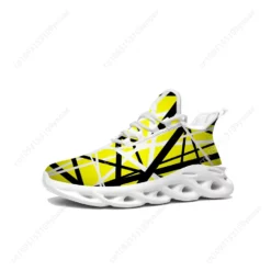 Men's Yellow & Black Geometric Print Blade Running Shoes - Lightweight Breathable Athletic Sneakers