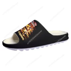 Judas Priest Firepower Heavy Metal Band Graphic Slide Sandals - Black & White