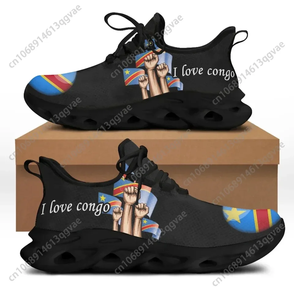 I Love Congo Men's Lightweight Running Shoes - Democratic Republic of Congo Flag Sneakers - Breathable Athletic Walking Shoes