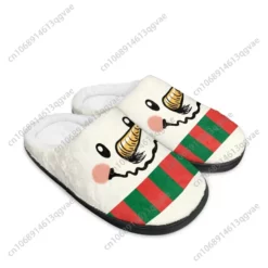 Festive Snowman Plush Slippers - Cozy Winter House Shoes with Striped Scarf Detail