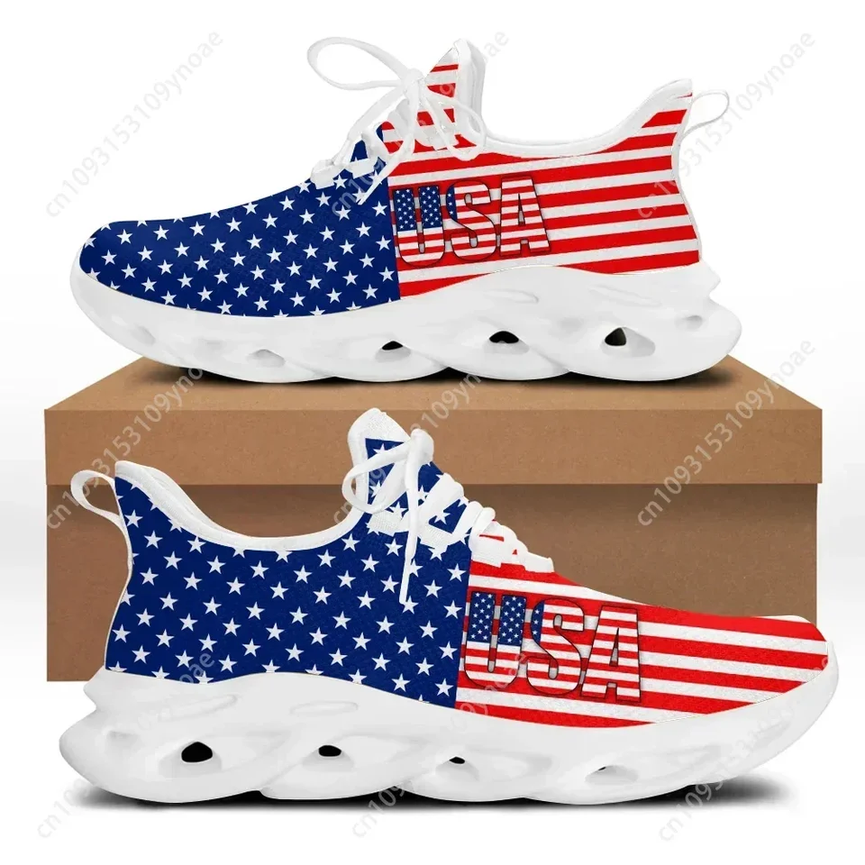 Men's USA Flag Patriotic Sneakers - Lightweight Breathable Athletic Running Shoes