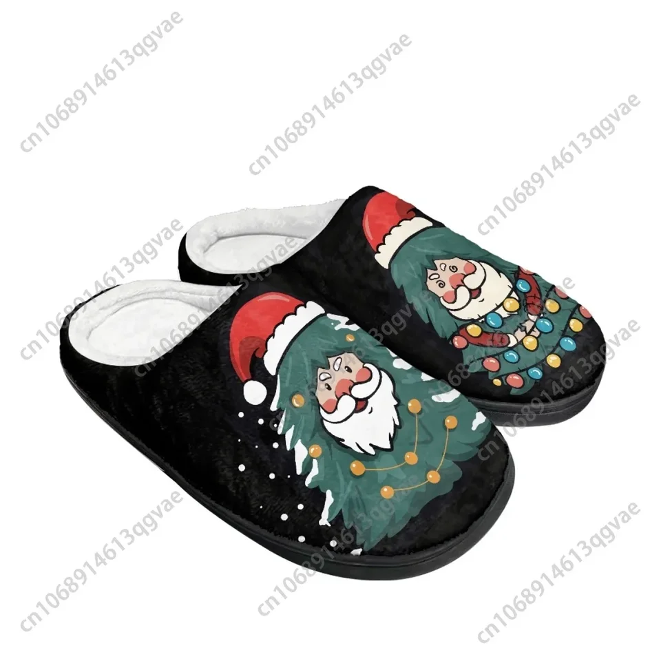 Festive Christmas Santa Claus & Tree Plush House Slippers