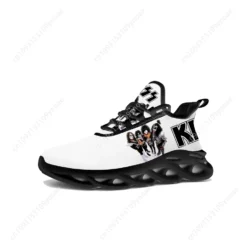 KISS Band Rock Music Graphic Lightweight Running Sneakers - Black and White