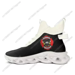 Proud Mother of a Firefighter High Top Sneakers - Black/White Mesh Athletic Shoes