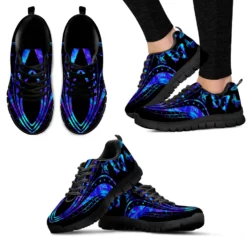 Blue Butterfly Print Women's Lightweight Running Sneakers