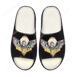 Van Halen Eagle Graphic Slide Sandals - Black/White Rock Band Footwear