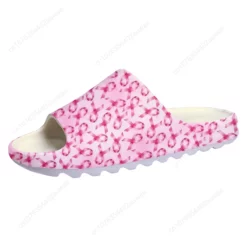 Women's Breast Cancer Awareness Pink Ribbon Slide Sandals - Comfortable All-Over Print Slides
