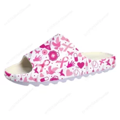 Breast Cancer Awareness Pink Ribbon Women's Medical Pattern Slide Sandals