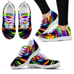 Men's and Women's Vibrant Rainbow Swirl Lightweight Sneakers - Colorful Psychedelic Walking Shoes