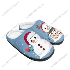 Festive Snowman Christmas Plush Slippers - Warm Winter House Shoes for Adults