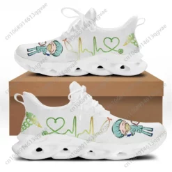 Lightweight Nurse & Doctor Medical Pattern Walking Shoes - Breathable White Sneakers