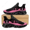 Breast Cancer Awareness Pink Ribbon Heartbeat Sneakers - Black & Pink Athletic Shoes