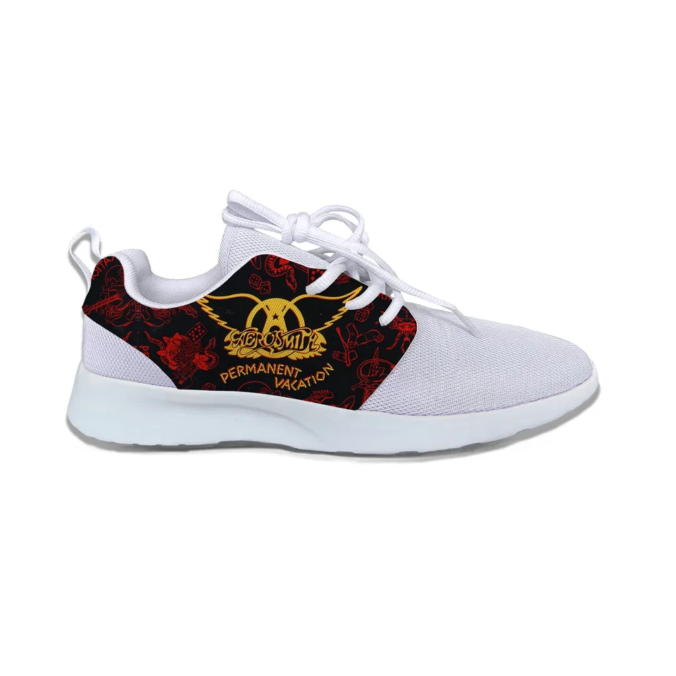Aerosmith Permanent Vacation Graphic Print Sneakers - White Mesh Running Shoes