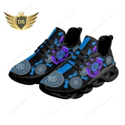 Aboriginal Style Turtle Print Lightweight Sneakers - Blue & Purple Indigenous Art Inspired Running Shoes