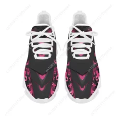 Breast Cancer Awareness Pink Ribbon Sneakers - Women's Lightweight Walking Shoes