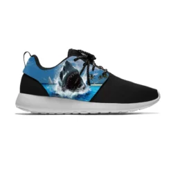 Men's Lightweight Shark Attack Graphic Sneakers - Blue & Black Ocean Design Athletic Shoes