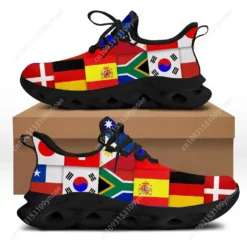 Men's World Flag Print Sneakers - Lightweight International Multi-Country Running Shoes