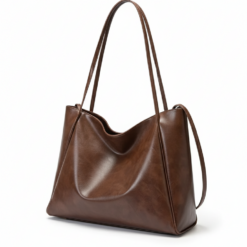 Women's Large Capacity Soft PU Leather Tote Bag - Retro Brown Fashion Shoulder Bag, Casual Underarm Bucket Bag for Women