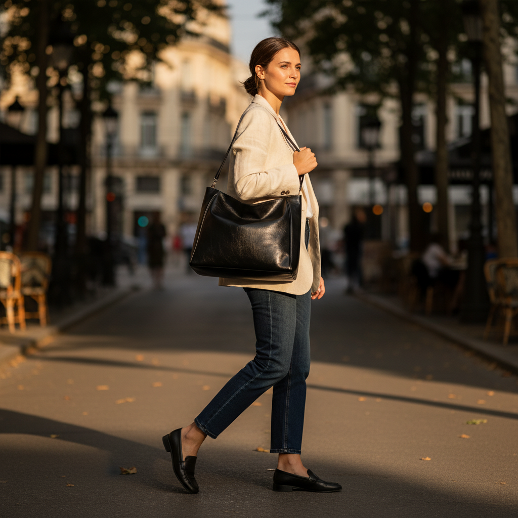 Women's Large Capacity Black PU Leather Tote Bag - Retro Soft Shoulder Bag & Fashion Underarm Pouch - Image 4