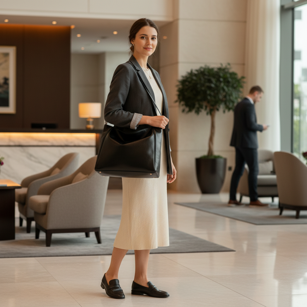 Women's Large Capacity Black PU Leather Tote Bag - Retro Soft Shoulder Bag & Fashion Underarm Pouch - Image 5