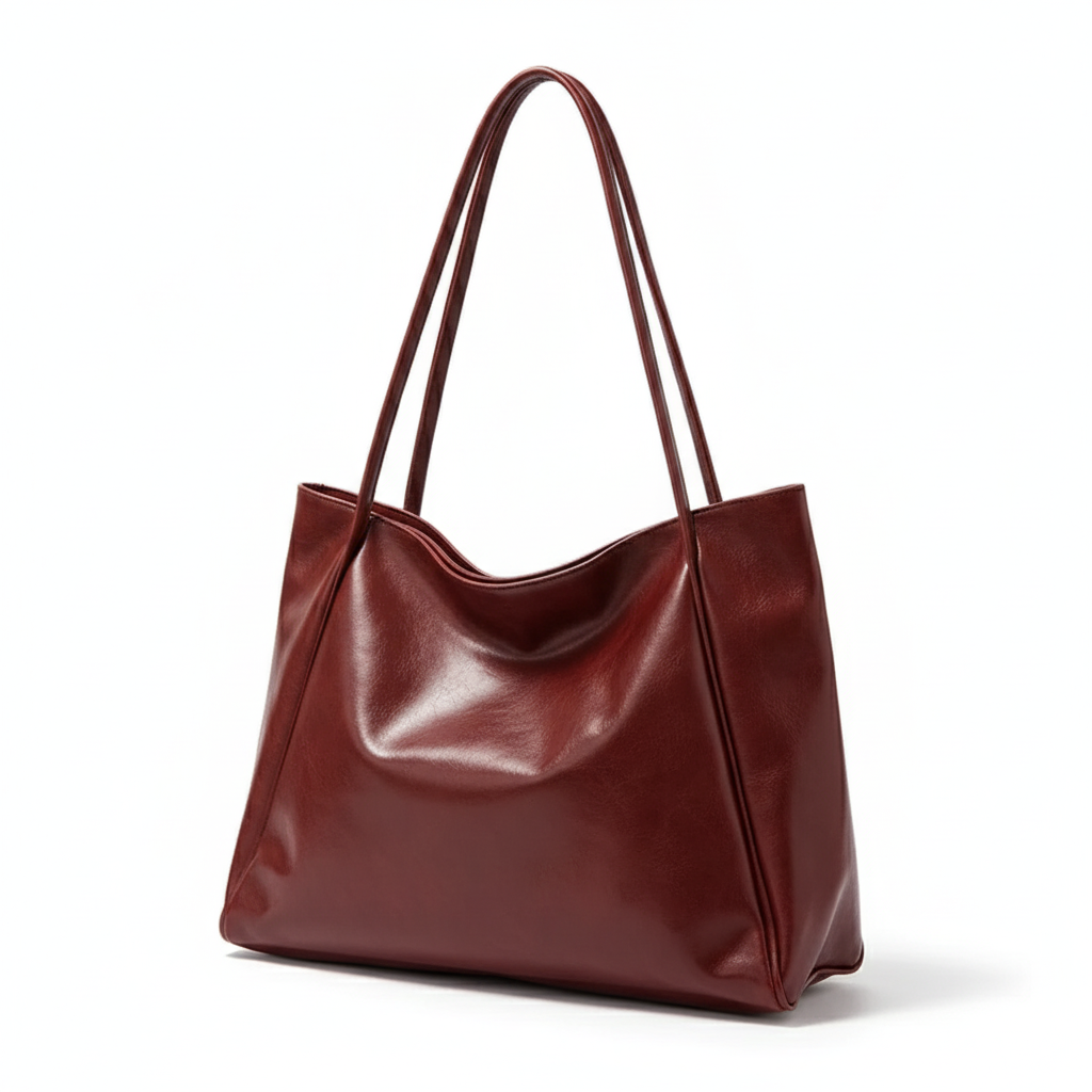 Women's Large Capacity Soft PU Leather Tote Bag - Retro Underarm Shoulder Pouch, Burgundy