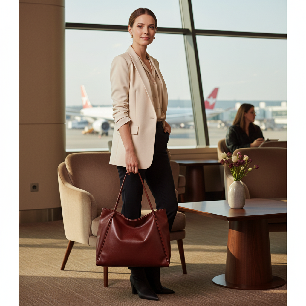 Women's Large Capacity Soft PU Leather Tote Bag - Retro Underarm Shoulder Pouch, Burgundy - Image 5