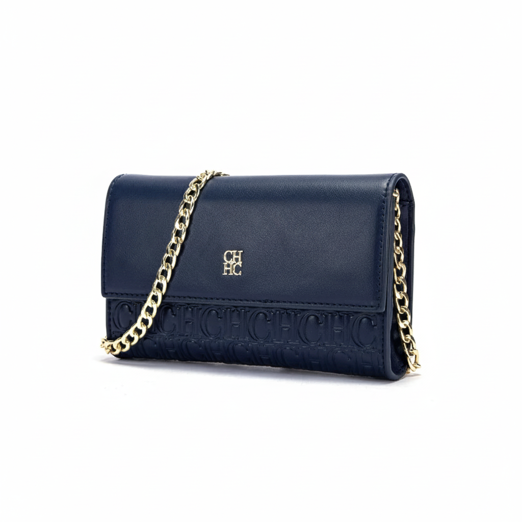 CHCH Women's Navy Blue Shoulder Bag - Small Square Magnetic Flip Chain Strap Clutch Wallet
