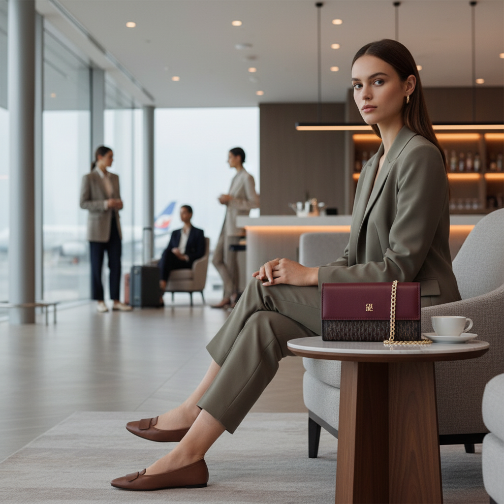 CHCH Women's Small Square Shoulder Bag - Burgundy and Brown Patterned Wallet Bag with Magnetic Flip and Gold Chain Strap - Image 5