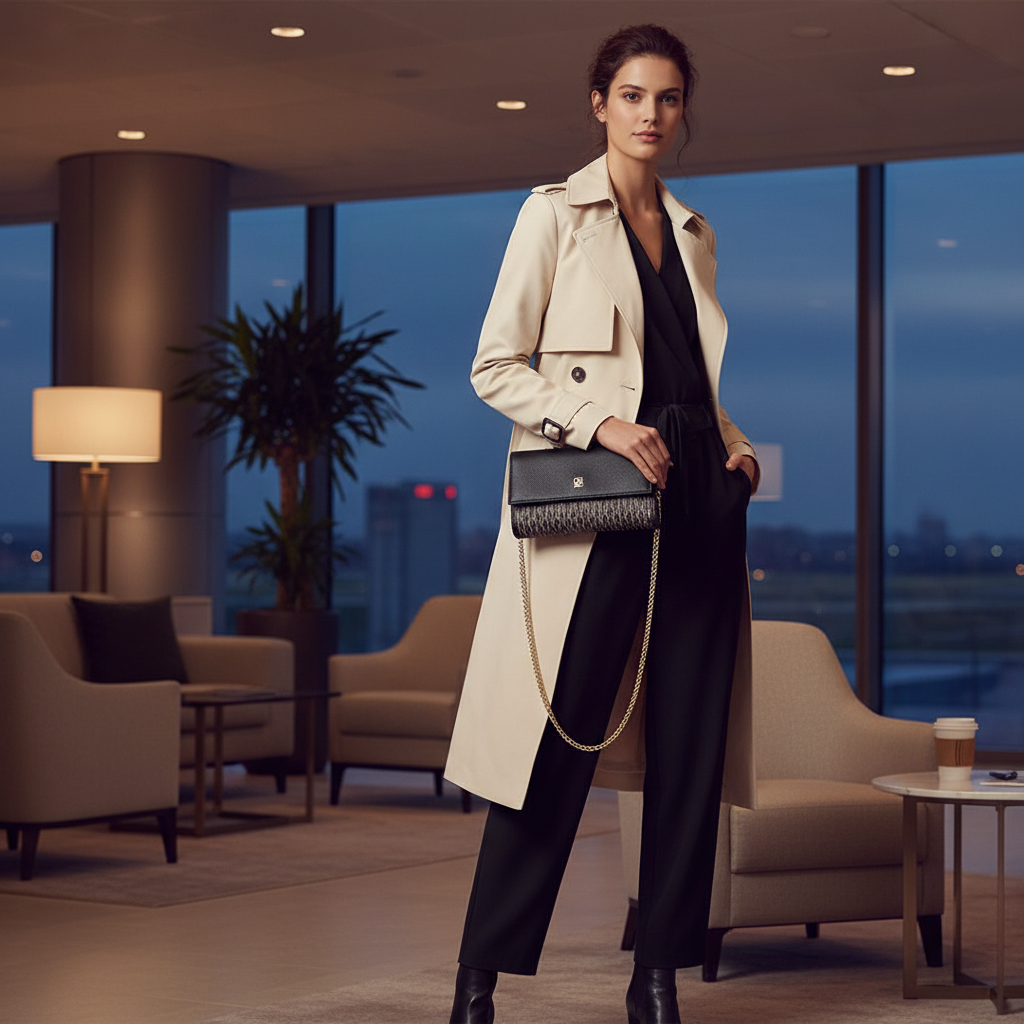 CHCH Women's Small Square Shoulder Bag - Magnetic Flip Chain Crossbody Bag with Monogram Pattern, Black - Image 5