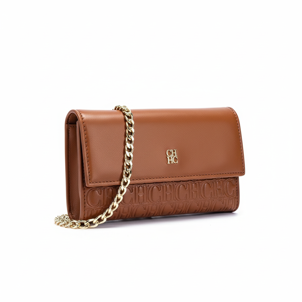 CHCH Women's Small Brown Square Shoulder Bag - Gold Chain Strap Magnetic Flip Closure Wallet Crossbody Bag