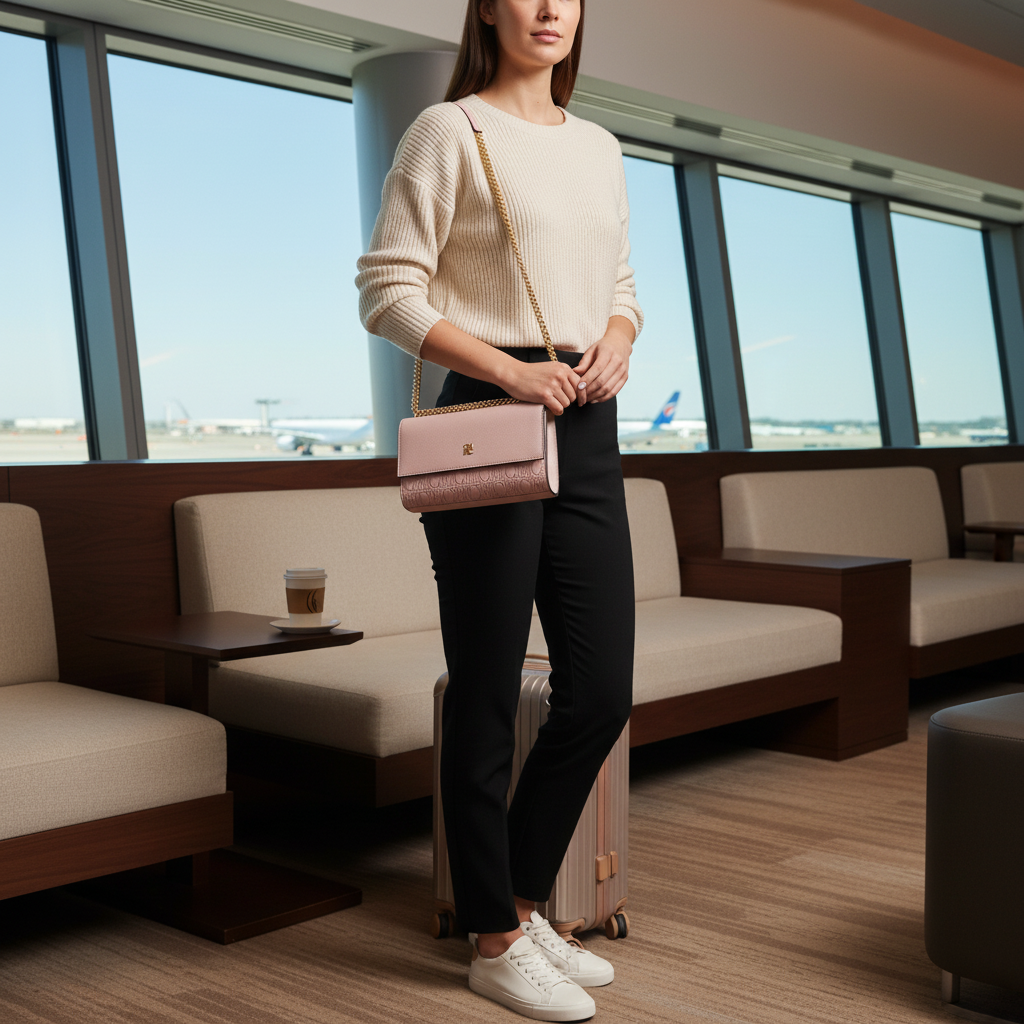 CHCH Women's Small Pink Shoulder Bag - Magnetic Flip Square Bag with Gold Chain Strap and Logo Pattern - Image 5